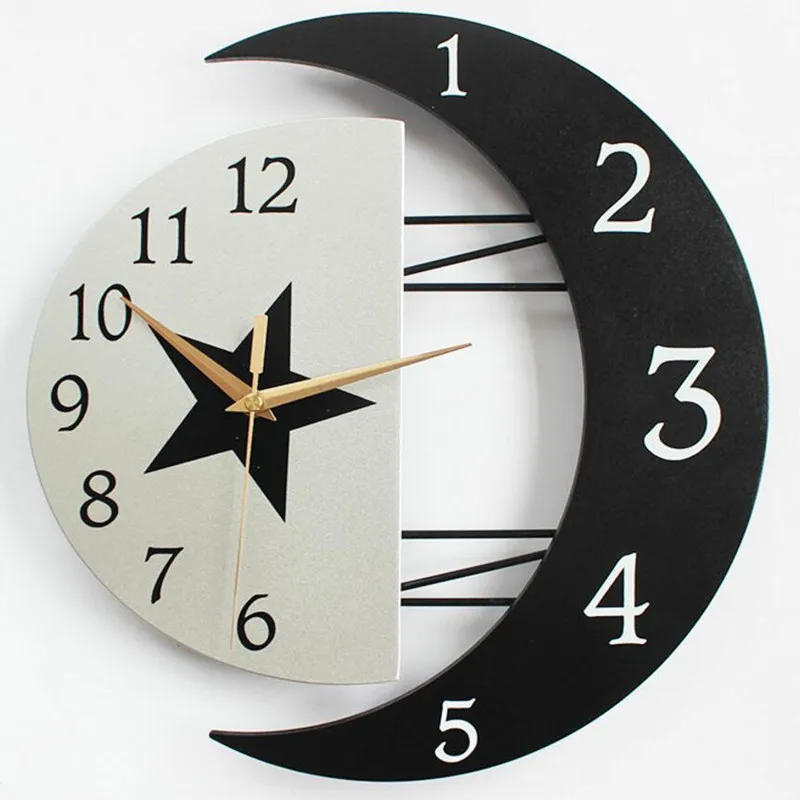 3dwooden sun and moon настенные часы в форме европейские Креативные Часы для гостиной