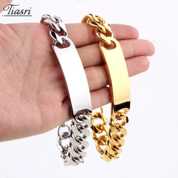 

Tiasri 15mm Gold Silver Color Gothic Bracelet For Men 316L High Quality Stainless Steel Jewelry Accessories Punk Hip-Hop Gift