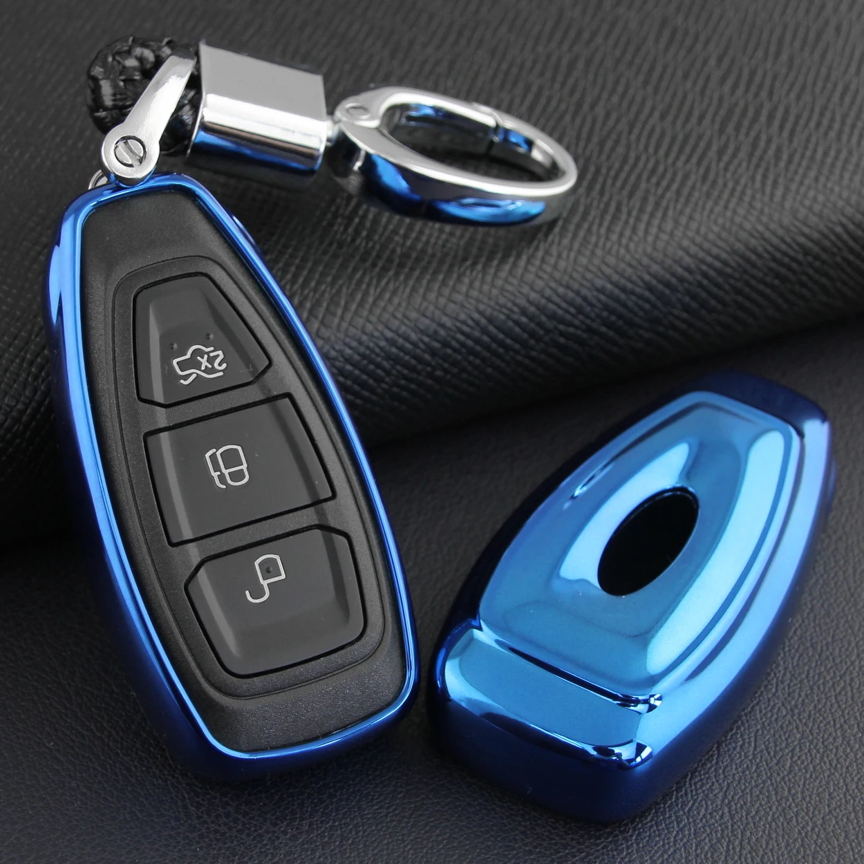 Car Key Chain Case Fob Cover For Ford Escape Kuga Fiesta Ecosport Focus Black 