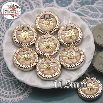 

50pcs 11.5mm round flower flat back Buttons Home Garden Crafts Cabochon Scrapbooking DIY Accessories