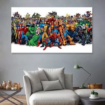 

DC Comics VS Marvel Superhero Canvas Painting Poster Avengers Superman living room decorative Spray paintings Wall pictures
