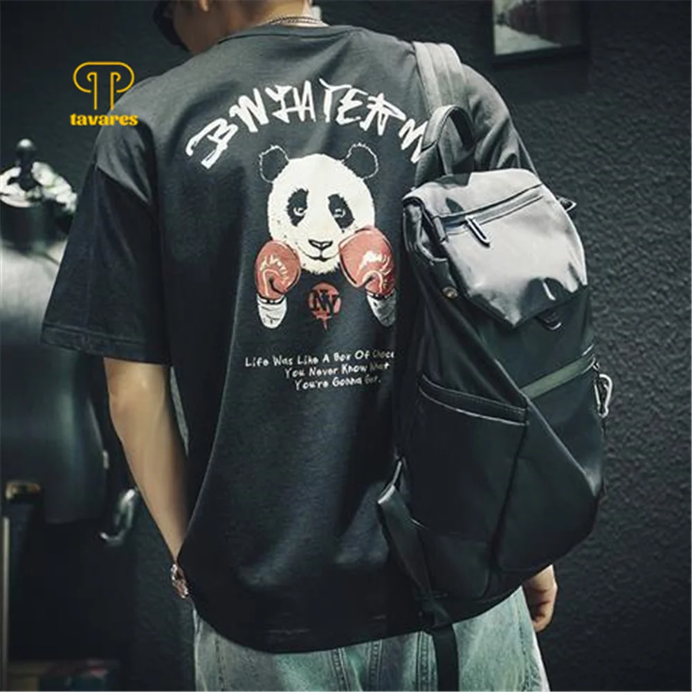 

Футболка avares мужская хлопковая с коротким рукавом, Повседневная дышащая свободная одежда с рисунком боксерской панды, с круглым вырезом, белый цвет, на лето