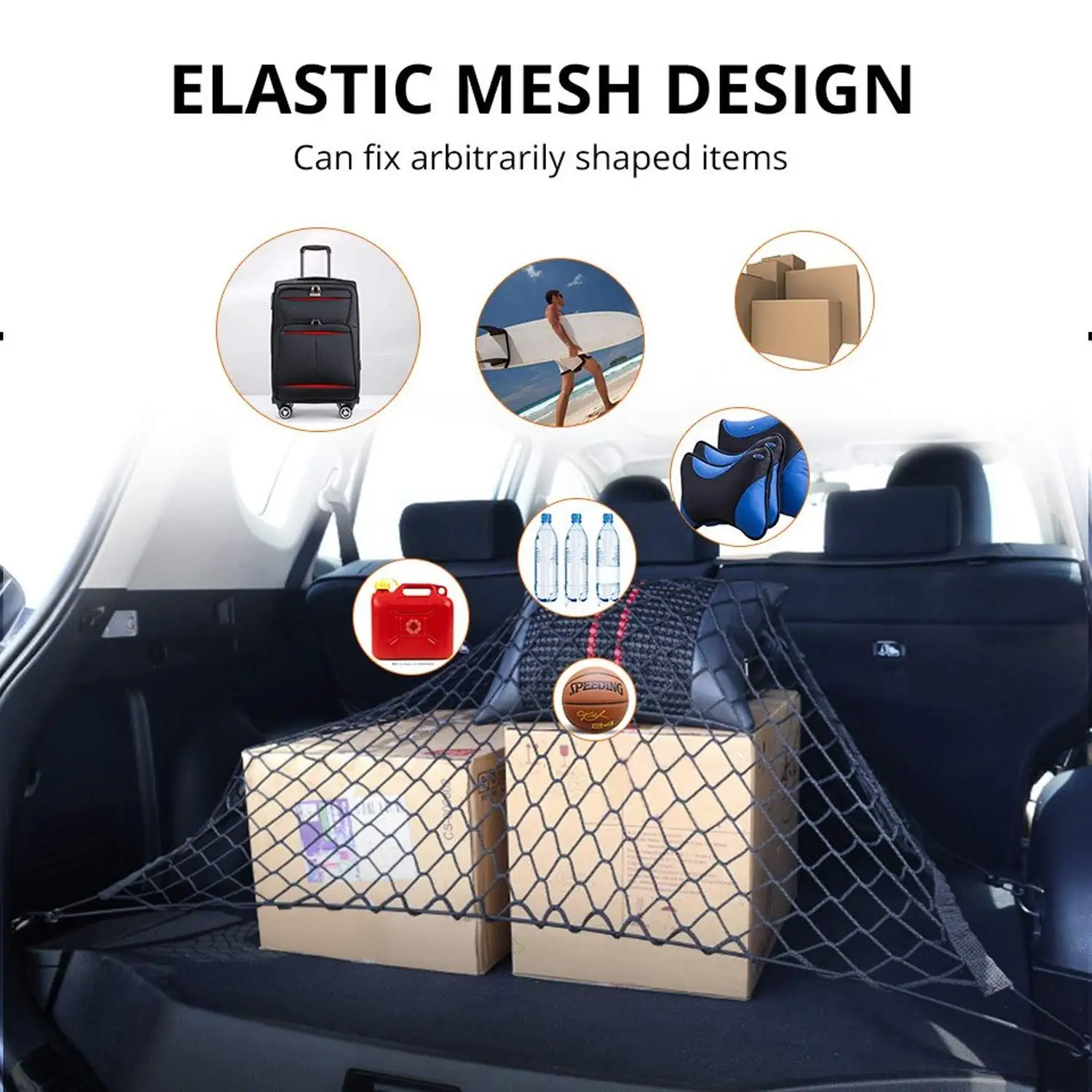 

For Volvo XC60 2018 2019 2020 Car Trunk Luggage Storage Cargo Organiser Nylon Elastic Mesh Net Styling Accessories
