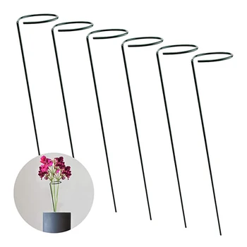 

6pcs Plant Support Stakes Garden Single Stem Support Stake Plant Cage Support Ring Flower Rose Tomatoes Orchid Lily Peony Stem
