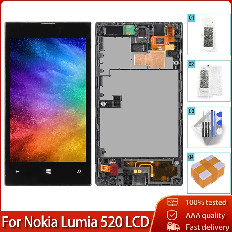 100% Оригинальный чехол с подставкой и отделениями для карт Nokia Lumia 520 RM-914 ЖК-дисплей