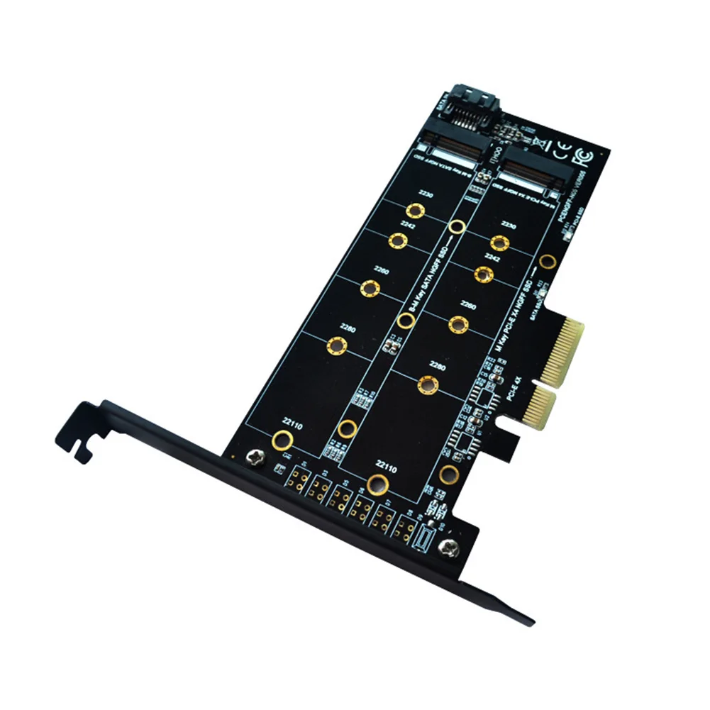 Computer Dual Interface B-key NVME Adapter Card Boards Black M.2 M SSD Accessories Components To PCIE X4