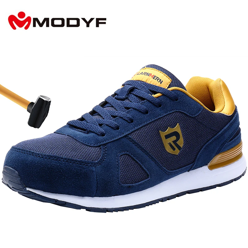 MODYF Mens Steel Toe Work Safety Shoes Breathable Lightweight Anti-sma