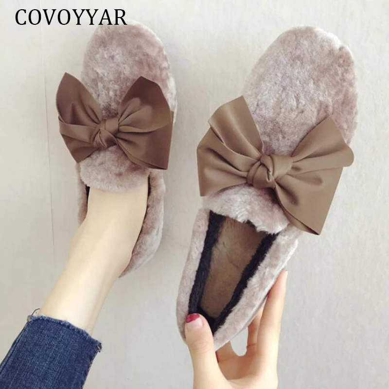COVOYYAR/Модная женская обувь на плоской подошве с бантом коллекция 2019 года сезон