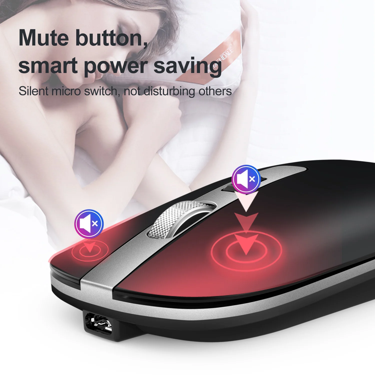 Бесшумная беспроводная мышь USB 2 4G 500 mAh заряжаемая оптическим сенсором бесшумная