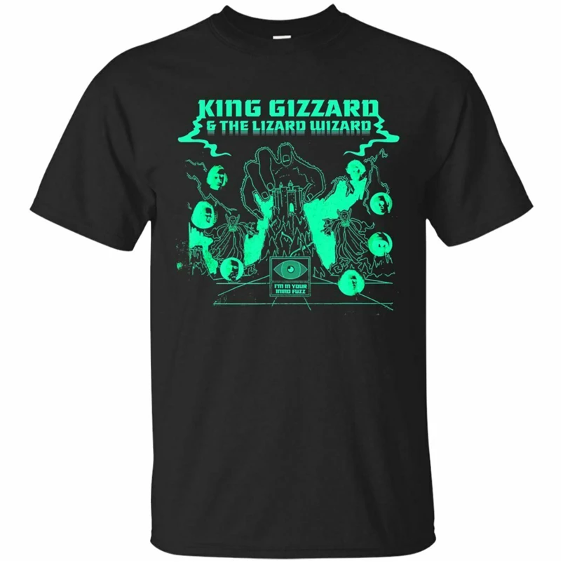 Черная футболка с короткими рукавами принтом King Gizzard And The Lizard Wizard S 3Xl высокого