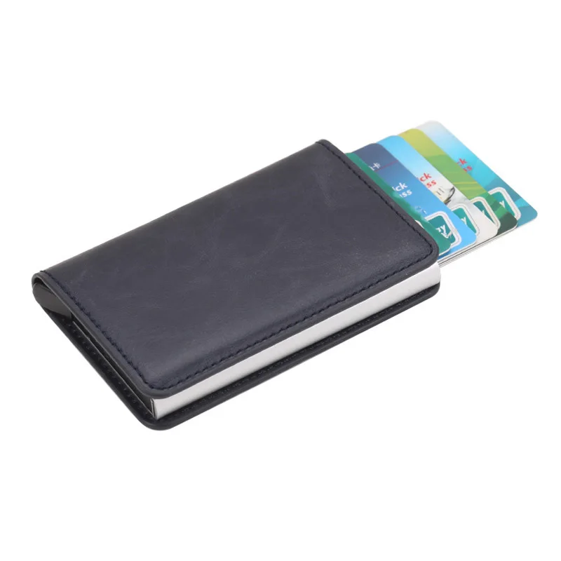 Модные RFID блокирующие мужские кредитные держатели Визитницы футляр для удостоверения личности мужские алюминиевые банковские кошельки металлические визитницы для женщин - Цвет: Синий