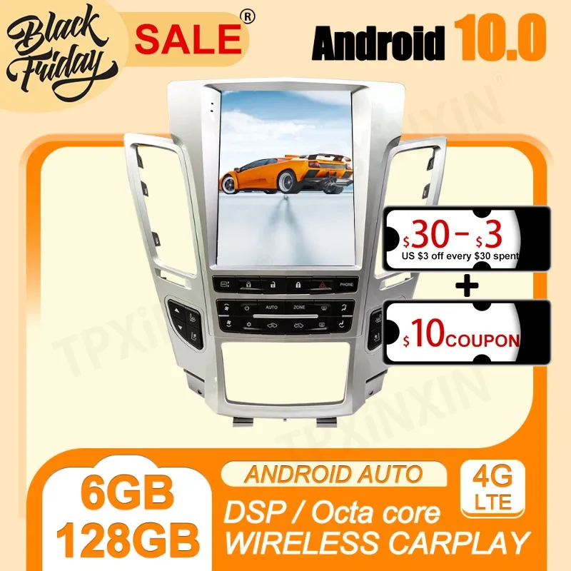 

128GB Android 11 Tesla Style for Cadillac CTS 2007 2008 2012 Carplay GPS Car Navigation Multimedia Video Player Stereo Radio