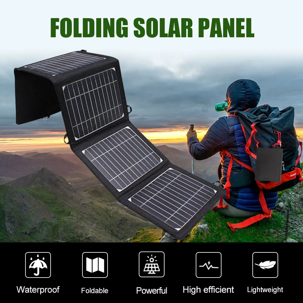 acampamento dobrável painel solar para o telefone carga power bank