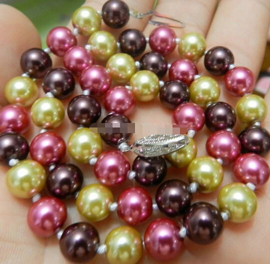 01483 8mm 18" south sea Multicolor shell pearl necklace