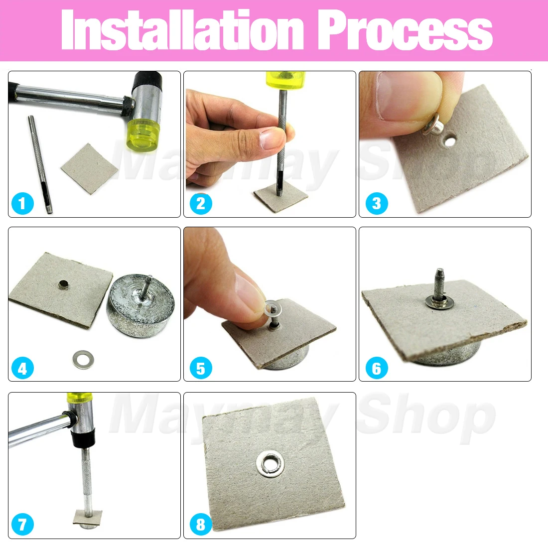 200pcs Metal Eyelets Grommets Punch Installer Tool Set Eyelets Kits For Clothing Shoes Caps Belt LeatherCrafts With Storage Box