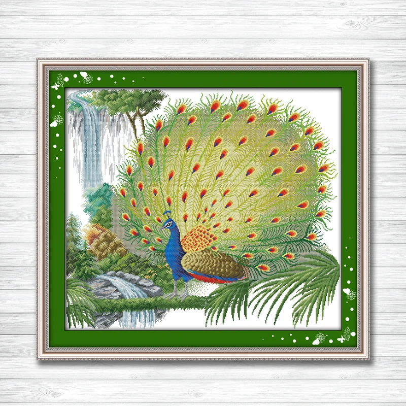 

The Peacock Spreads Its Tail animal painting counted printed on canvas DMC 14CT 11CT Cross Stitch Needlework Set Embroidery kits