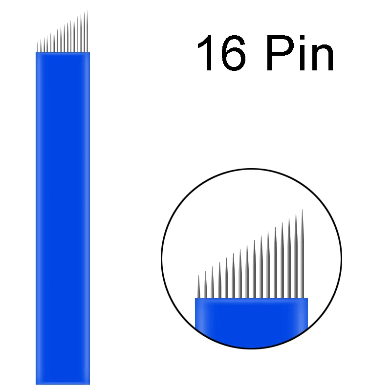 16pin 500 шт 0,18 мм микроблейдинг иглы nano Agulhas Lamina для микроблейдинга бровей вышивка ручка Pernement макияж машина - Номер модели: 16pin