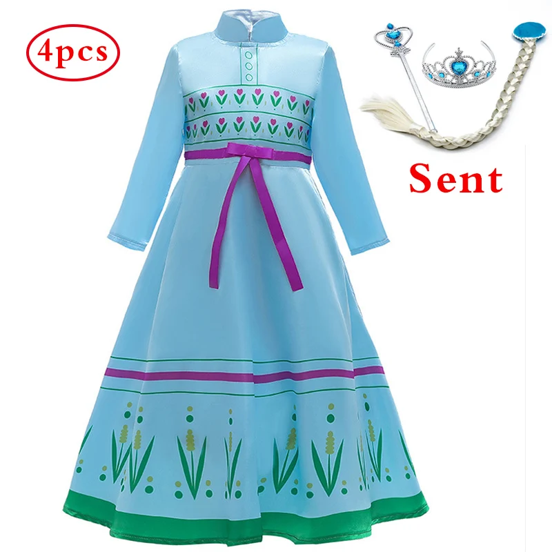 dress Новинка; праздничное платье принцессы Эльзы для ролевых игр; Одежда для девочек; рождественское платье Эльзы для костюмированной вечеринки, дня рождения, вечеринки - Цвет: dress