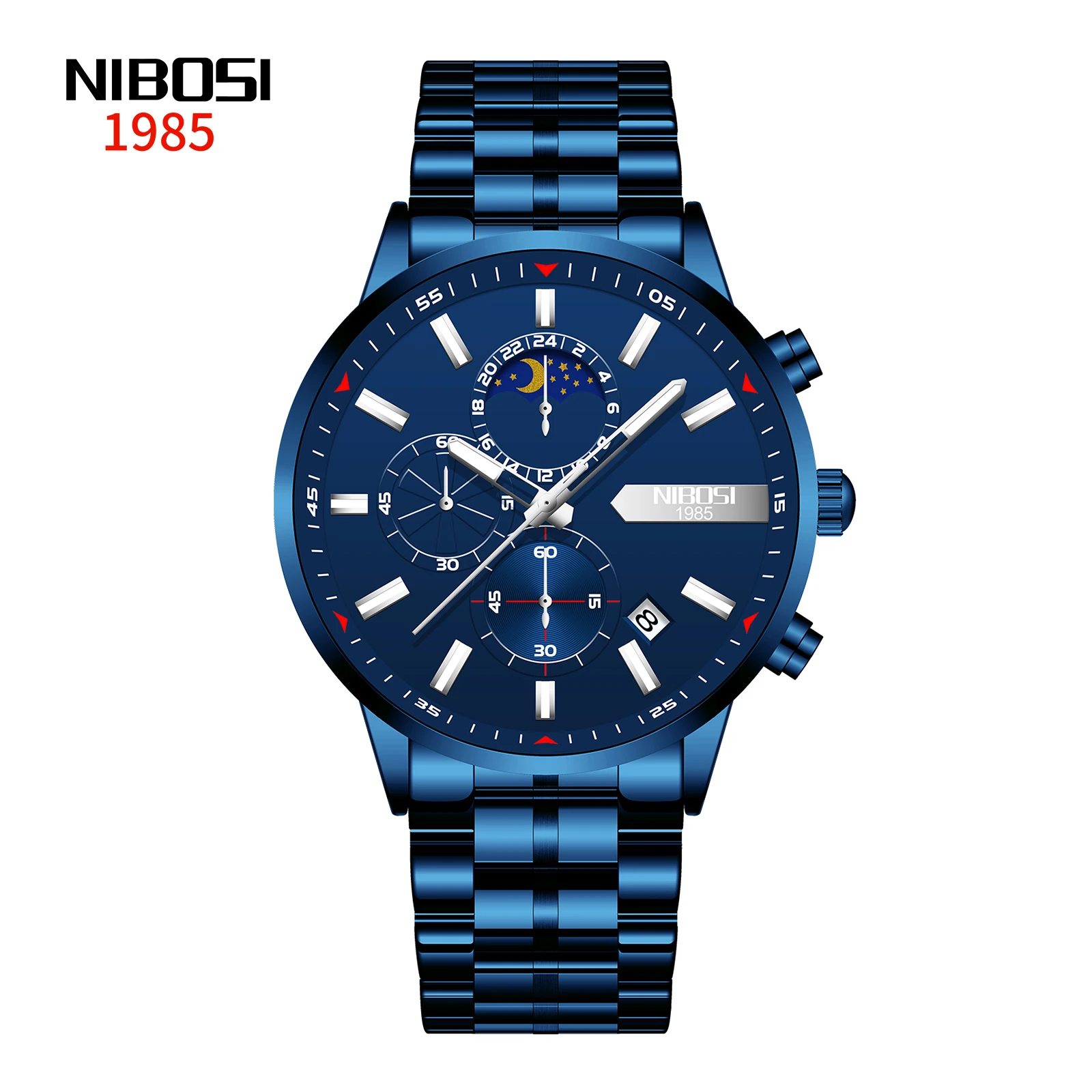 2021 New NIBOSI Brand Fashion Watch For Men Quartz Sports Stainless Steel Waterproof Chronograph Mens Watches Relogio Masculino 
