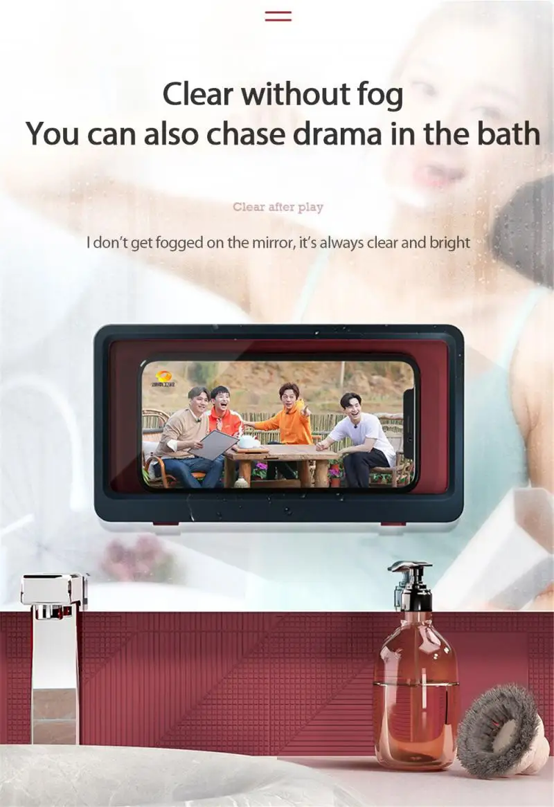 Magic Wall Mounted Phone Case Waterproof Phone Holder Bathroom Toilet Tablet Or Phone Holder Self Adhesive Shower Accessories