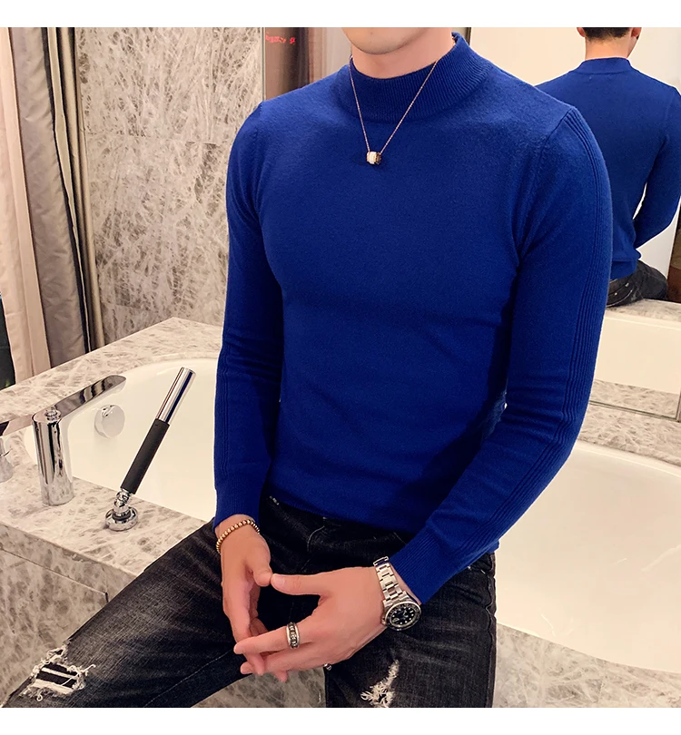 Liketkit, мужские свитера,, мужская повседневная водолазка, однотонный хлопок, тонкая трикотажная одежда, мужские пуловеры для фитнеса, джемпер, осень