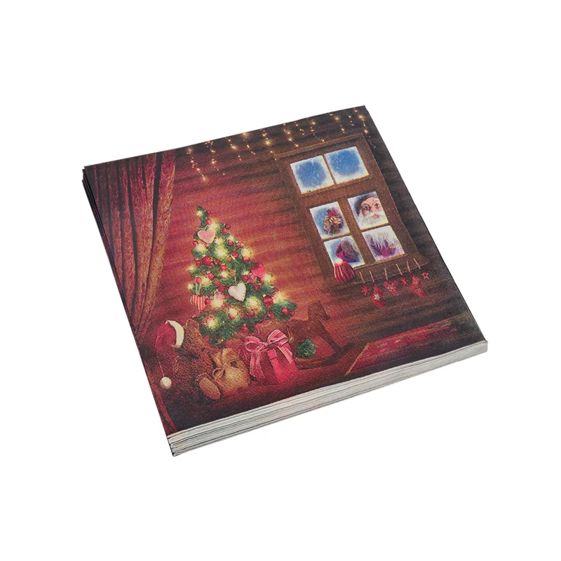 20 шт Рождественская салфетка Navidad Санта Клаус елка снежинка из бумаги салфетка рождественские украшения для дома натальный декор стола Noel - Цвет: 20pcs napkin