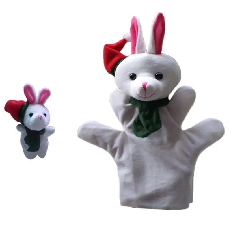 rabbit A Мультфильм 2 шт рождественские животные родитель-ребенок рука перчатка кукольный палец плюшевые игрушки милые и нежные Животные узоры элементы - Цвет: rabbit A