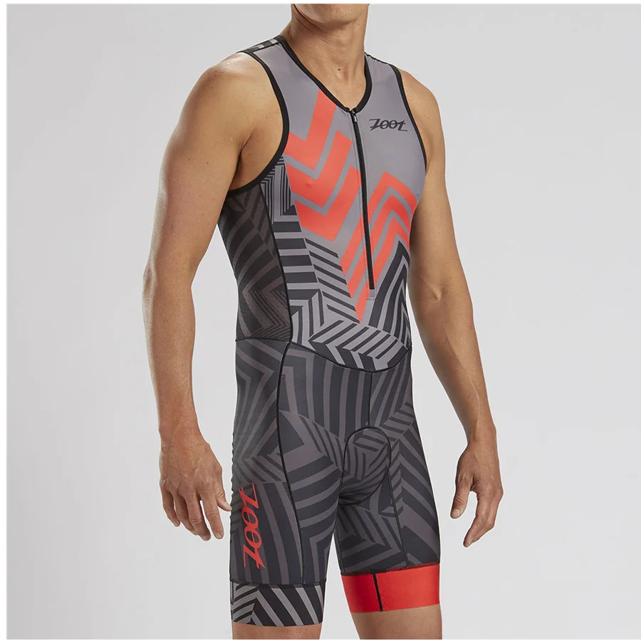 Zoot мужской спортивный костюм для велоспорта pianka triathlon без рукавов, Джерси для велоспорта, одежда для плавания и бега, нескользящая тесьма - Цвет: Серый