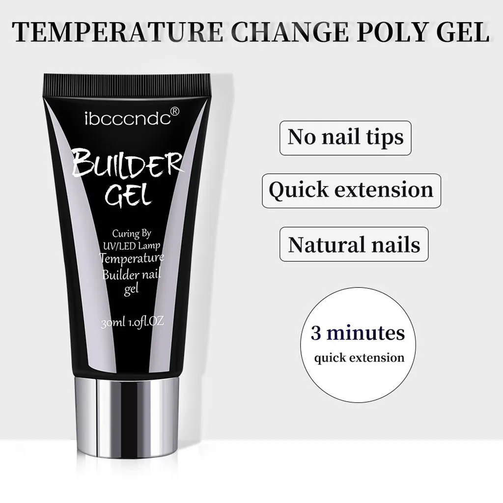 Temperature Builder Nail Poly Gel Nail Crystal Camouflage UV Lamp Extension 30ML Long-Lasting Nail Polish Cute Nail Decoration