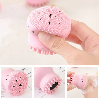 

2019 Pink FOREOESING Cute silicon brushs Facial Cleansing Exfoliator Cute Silica Gel Massage Deep Cleaning Face Brushes Cleanser
