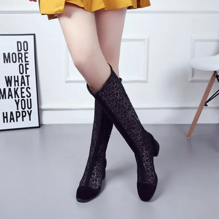 Big Size 9 10 11 12 thigh high boots knee over the women ladies Lace cut-out zipper after stitching | Обувь