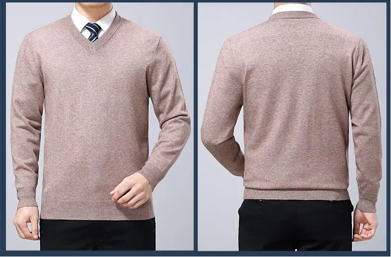 Winter Sweater Men Pullover Business Casual College Menswear Autumn Solid Color Streetwear V-neck Thickening Men Clothes XXL 3XL