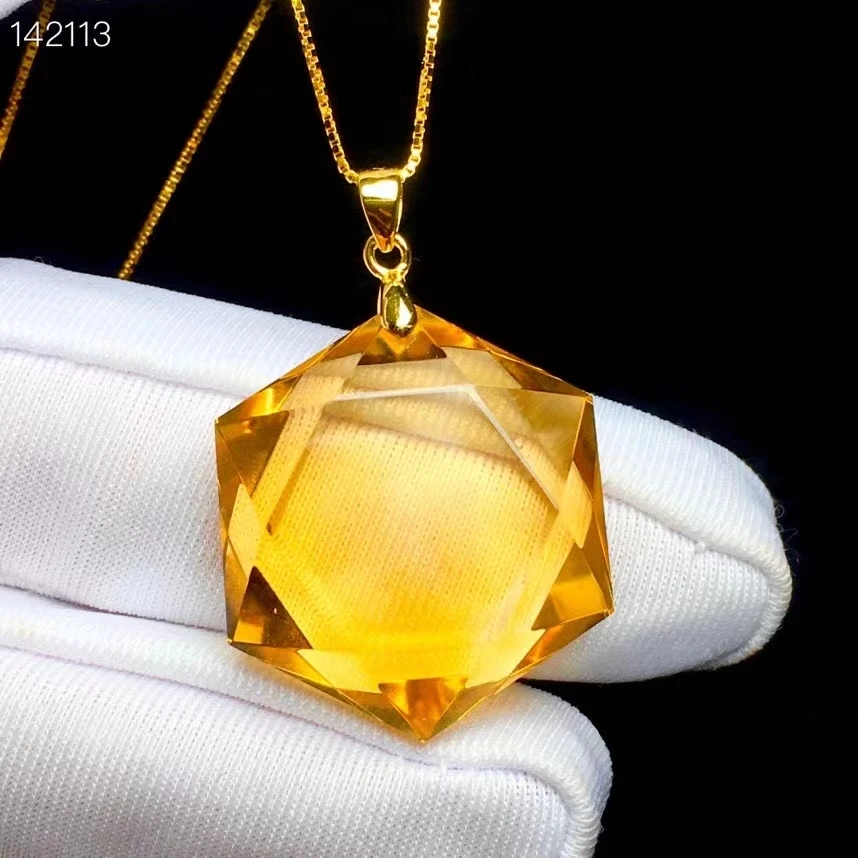 Подвеска из натурального желтого цитрина кварцевый кристалл Звезда Давида