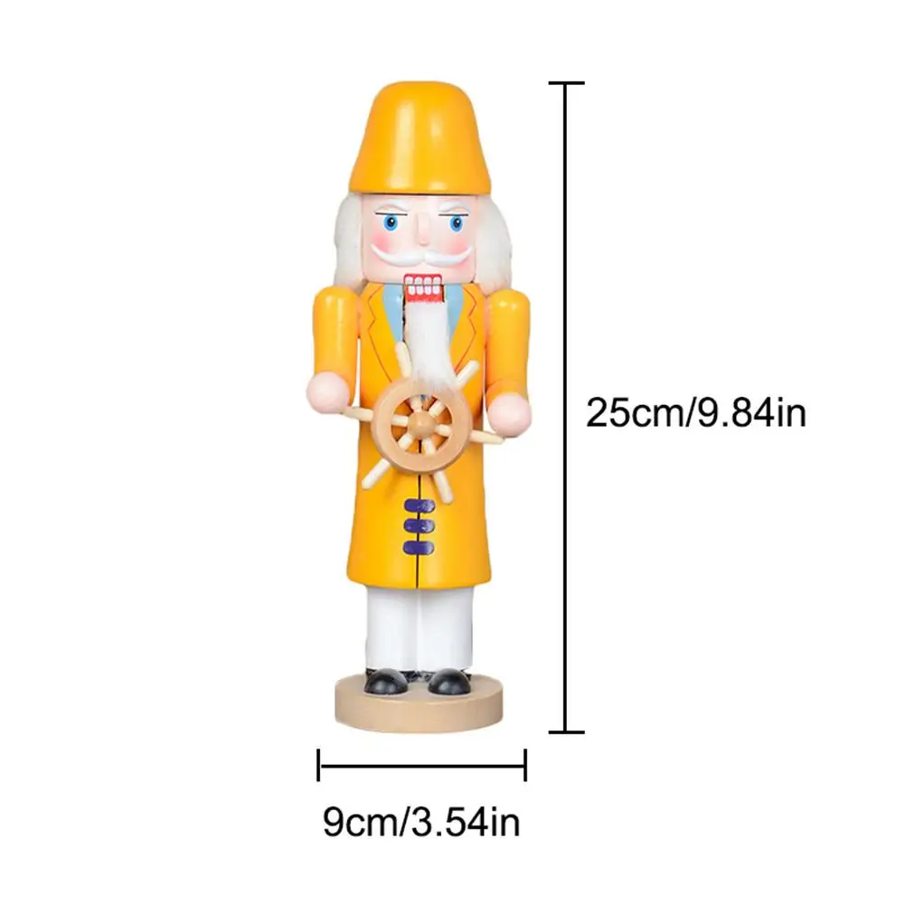 25CM Wood Pirate Captain Naval Nutcracker Puppet Soldier Christmas Handmade Crafts Home Shop Desktop Ornament Kids Birthday Gift