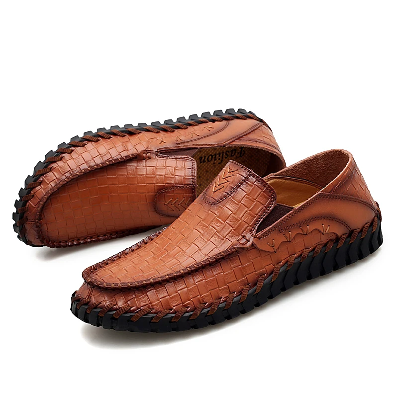 New Men Loafers Shoes Soft Moccasins Genuine Leather Flats Handmade Casual Shoes Slip-On Men's Shoes Driving Shoes