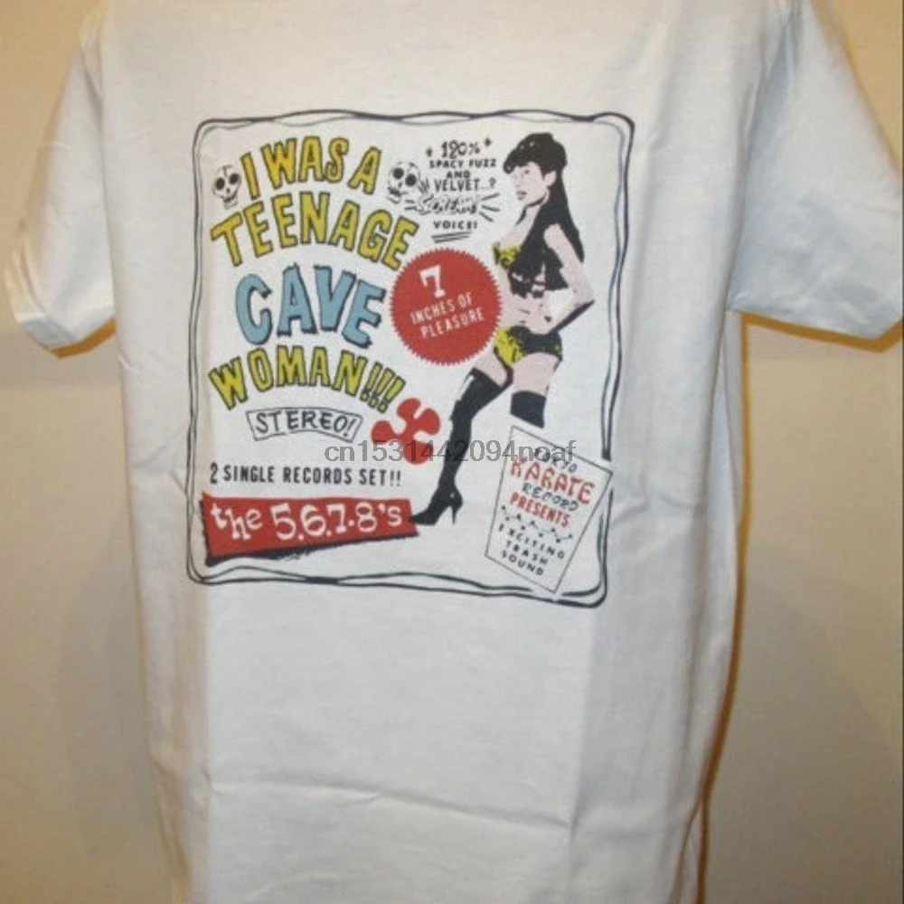The 5 6 7 8s Teenage Cave Woman T Shirt Music Garage Rock Graphic Tee 