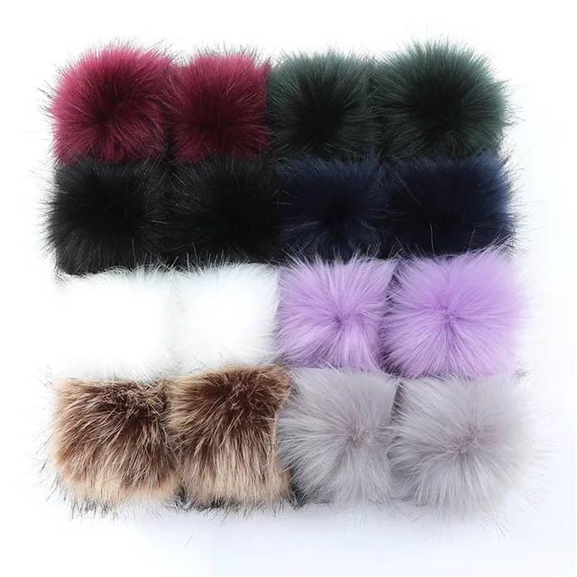 Snap on pom poms for hats 16Pcs Simulation Fur Balls Clothing Hats Fur Ball  Ornaments Headwear Accessories 