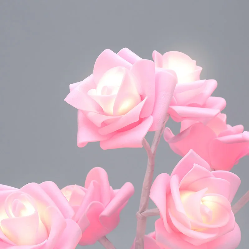 24 головки розовое дерево праздничный светильник Ночной светильник s украшения USB Перезаряжаемые лампа Романтический верхняя одежда для детей с цветочным принтом, светильник предложить Свадебная гирлянда