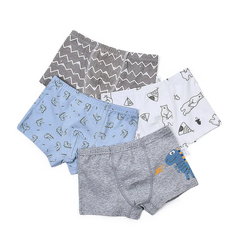Детское хлопковое нижнее белье с плоской подошвой для мальчиков трусы четырьмя