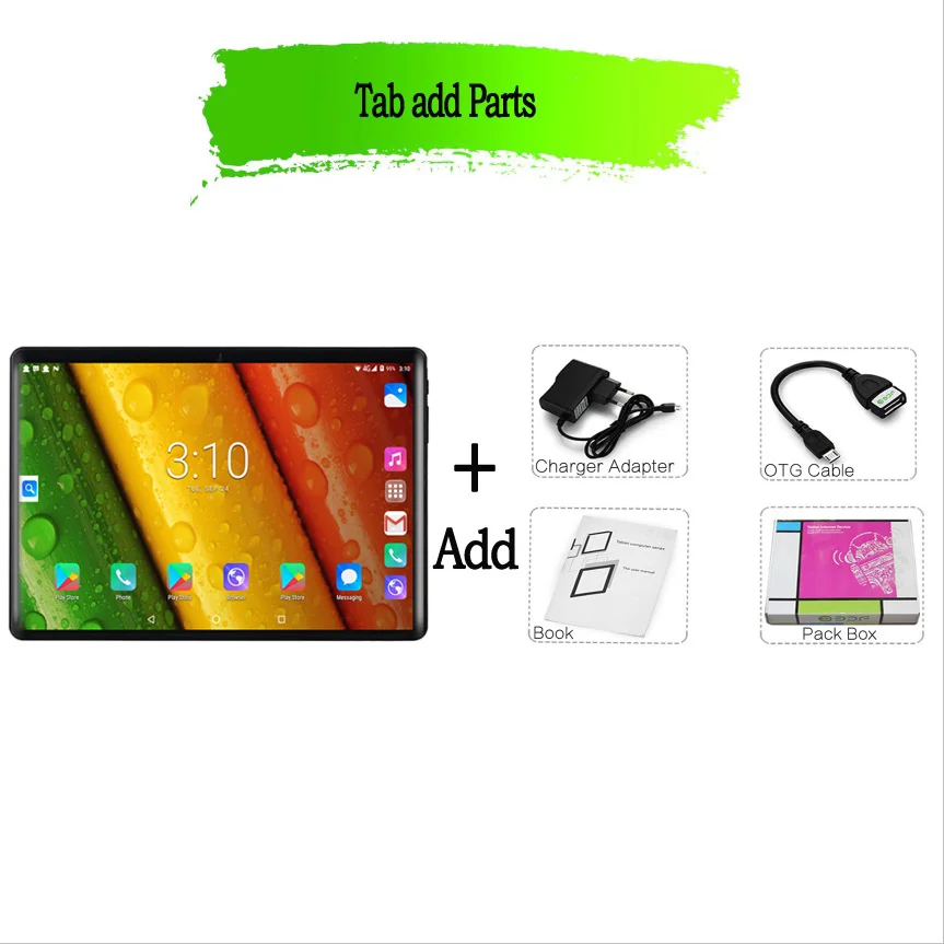 10,1 дюймов, Android 9,0, десять ядер, 8 Гб ram, 128 ГБ rom, планшет, 2.5D, стальной экран, ips, WiFi, Bluetooth, gps, планшет, PC, мобильный телефон, sim-карта - Комплект: Standard