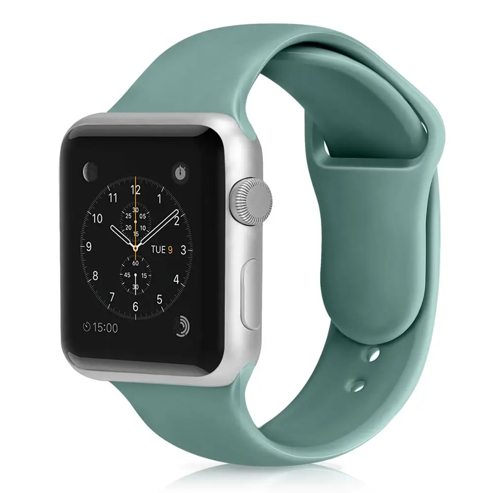 Band For Apple Watch Series 5 4 3 2 1 38/40MM Soft Silicone Breathable Replacement Strap Sport Loop for iwatch series 4 42/44MM - Цвет ремешка: Pine Green