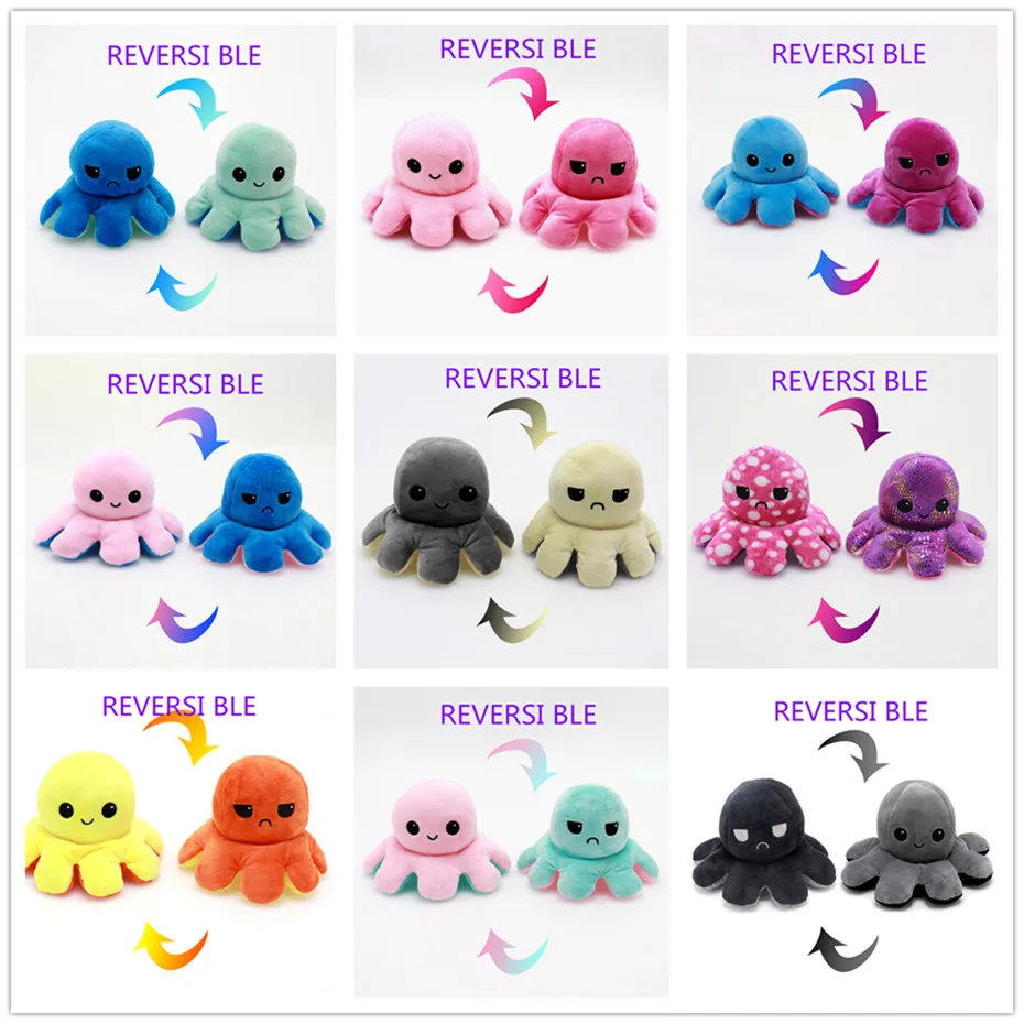 

Octopus Reversible Doll Double-sided Flip Octopu Plush Toy Chirdren Kids Birthday Gift Stuffed Filled Plush Child Octopus Toy