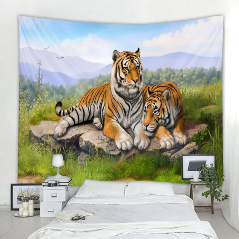 Tapiz de animales de bosque Tropical nórdico, decoración de Mandala bohemio, tapiz de pared para dormitorio