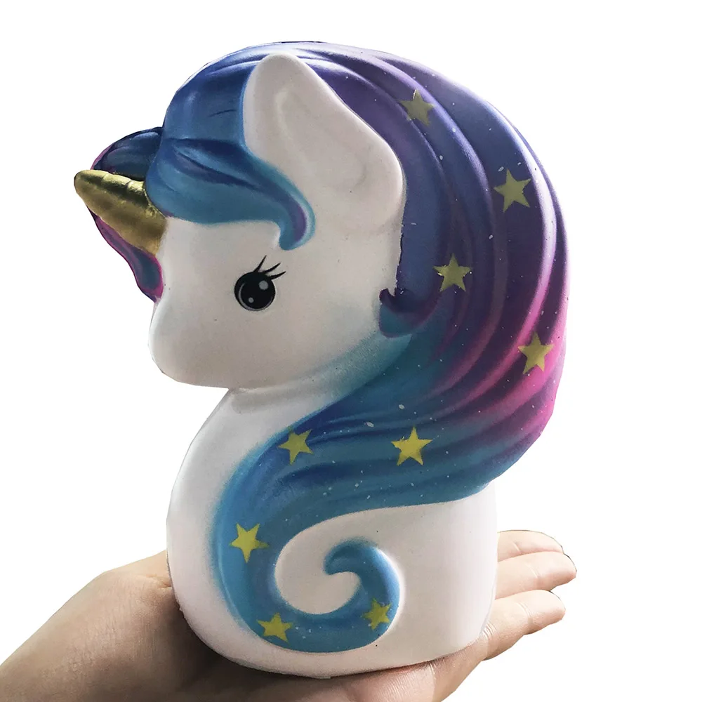 Jumbo Kawaii красочные галактика звезда Единорог мягкое кукла медленно поднимающийся стресс облегчение игрушки для детей Рождественский подарок 11*8*6 см