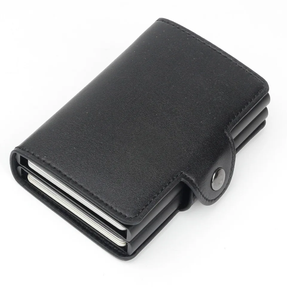 Black Кошелек/ID автоматический держатель для Карт RFID унисекс безопасность кредитный пропуск путешествия Air билетов Многофункциональный микрофибра мужской пакет - Цвет: Black