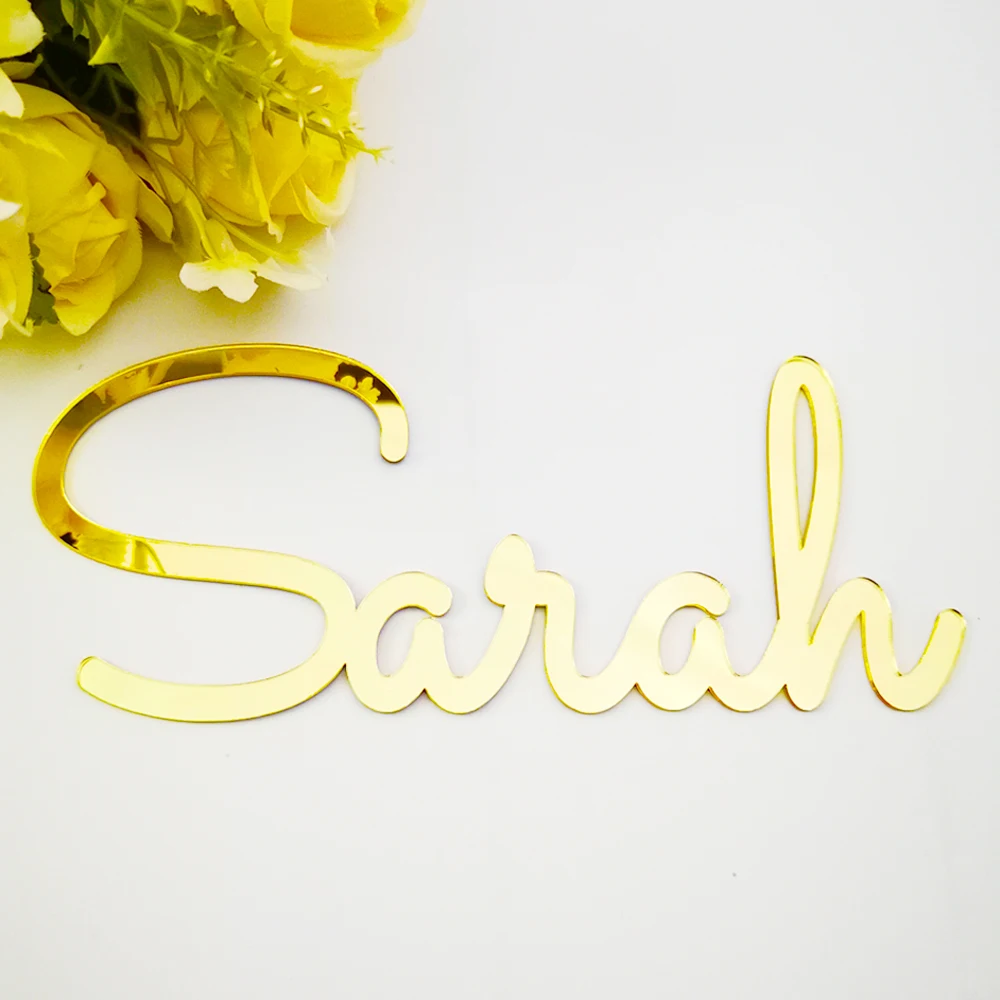 Custom Mirror Gold Acrylic Baby Name Sign Personalized Wedding Mirror Silver Name Sign Birthday Party Decor Baby Shower Backdrop