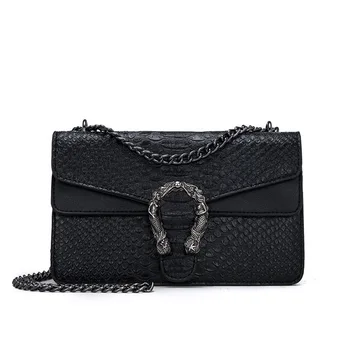 

Fashion Snake Small Square Bags Women 2019 New Brand Luxury Alligator Hand Bags Designer PU Leather Messenger Bags Chain Handbag