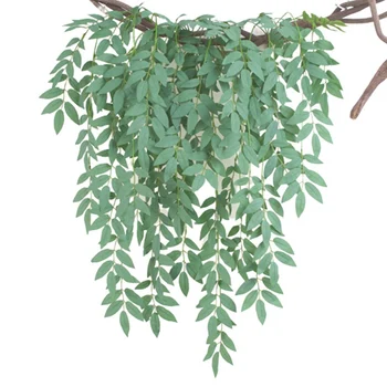 1pcs Artificial Willow Vine Green Leaves Simulation Plant Ivy Rattan Wreath Wedding Decoration Home Garden Hotel Fake Flowers