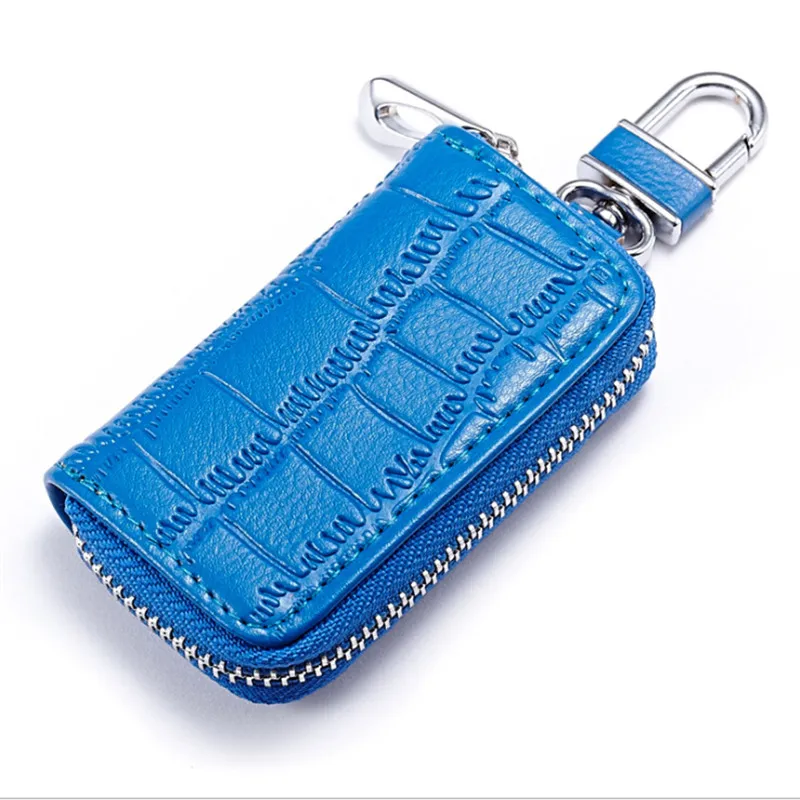 1 шт. брелок для ключей из искусственной кожи для мужчин и женщин, органайзер, сумка для ключей в автомобиле, бумажник ключница, кошелек для ключей - Цвет: blue
