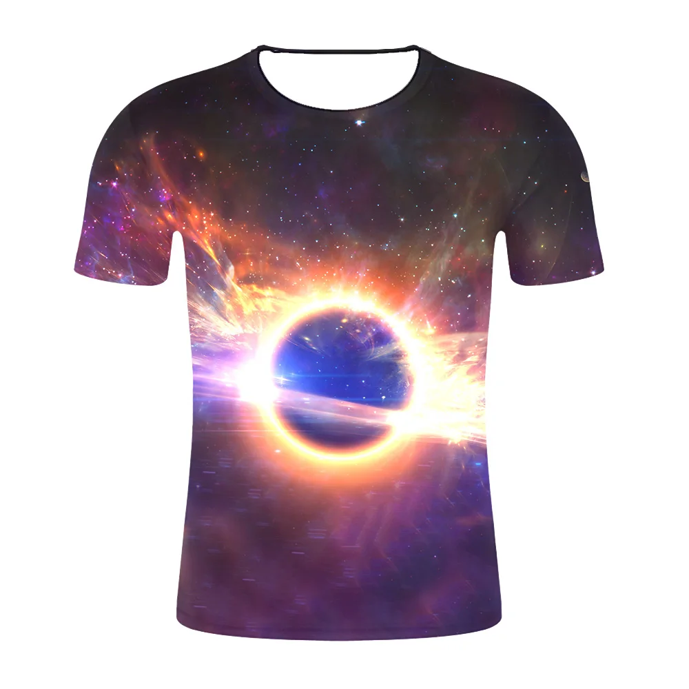 2019 Летняя мужская космическая Галактика 3D футболка черная дыра картина печать
